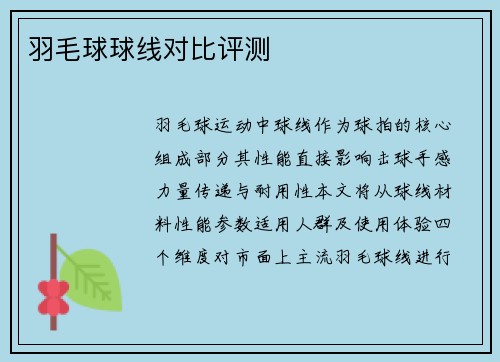 羽毛球球线对比评测
